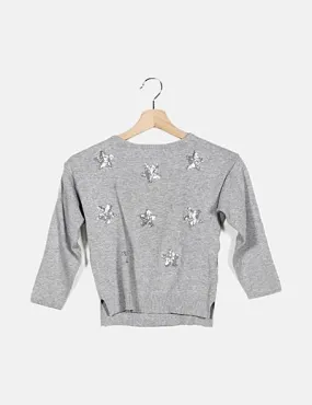 Basic Jersey gris detalle estrellas