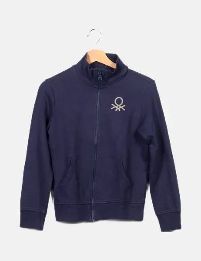 Benetton Sudadera azul marino logo