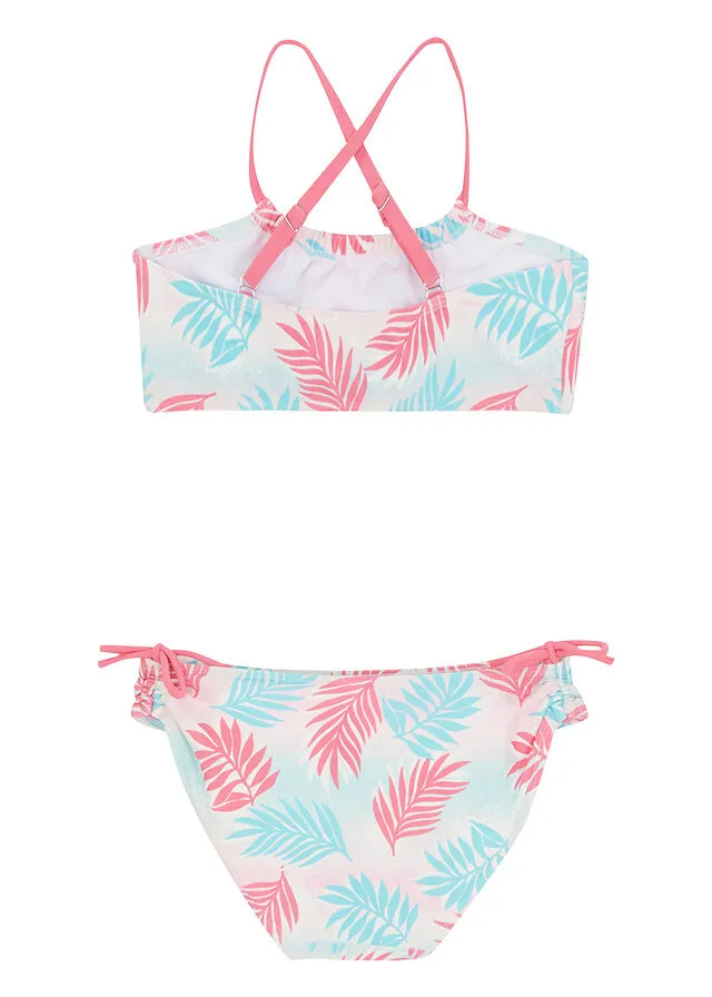 Bikini para niñas (conjunto de 2 piezas) Turquesa-rosa estampado