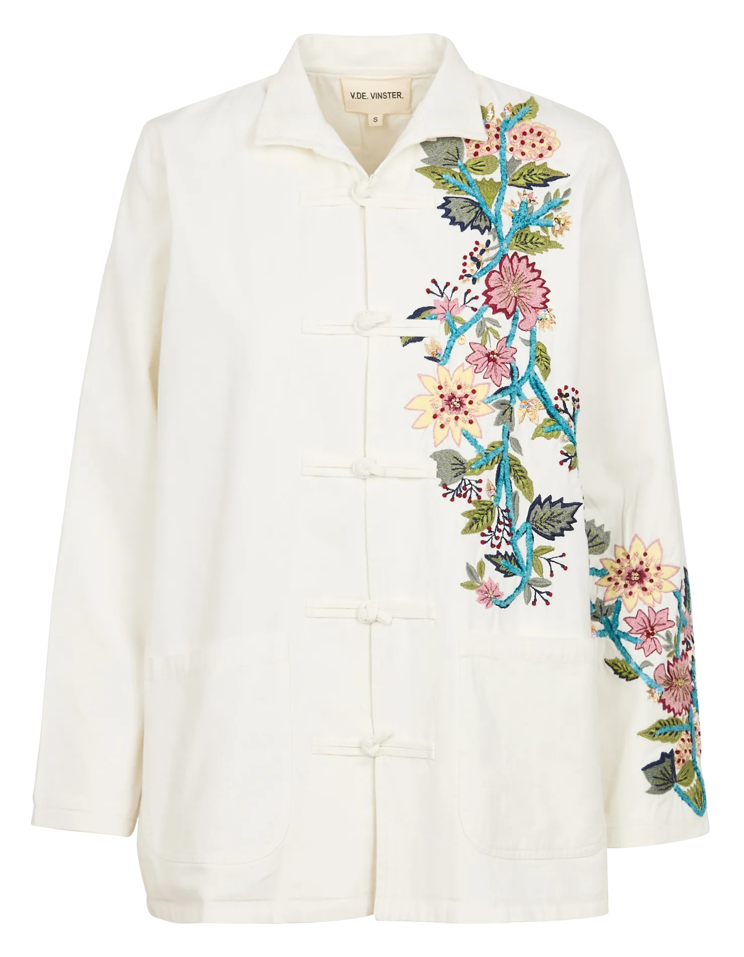 BOMBAY - Chaqueta de algodón bordada con cuello clásico en beige