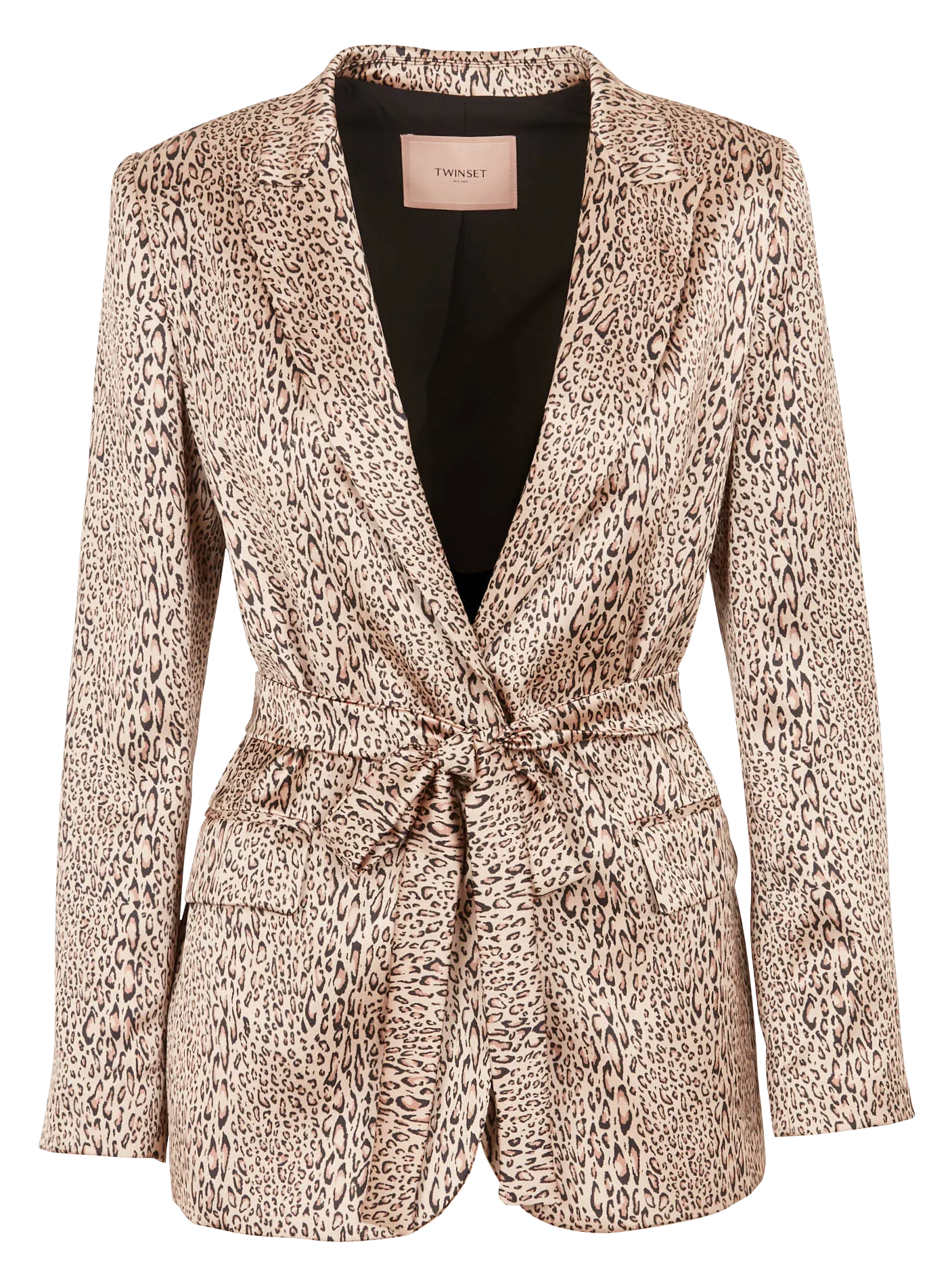 Chaqueta sastre con estampado de leopardo en marron