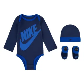  Conjuntos Nike kids Futura Logo Ls Hat   Bodysuit   Bootie 3Pc