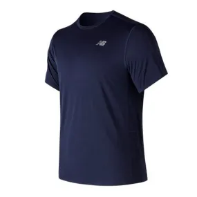 Polera Running Hombre New Balance Accelerate Short Sleeve Azul Marino 