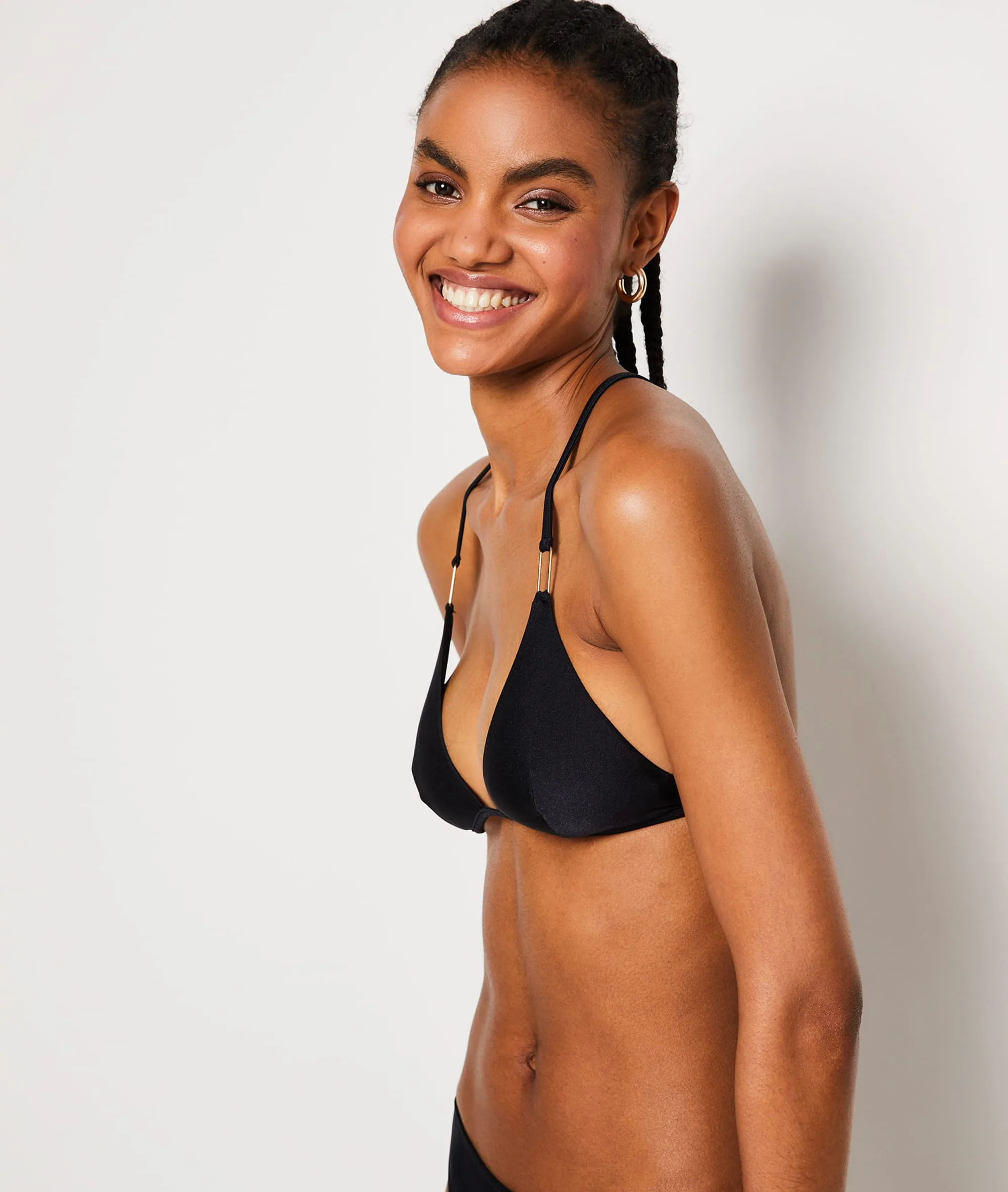 Sujetador bikini triángulo satinado STRAP SWIM NOIR - ETAM