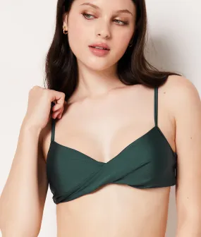 Top bikini satinado, escote cruzado CALETA VERT - ETAM