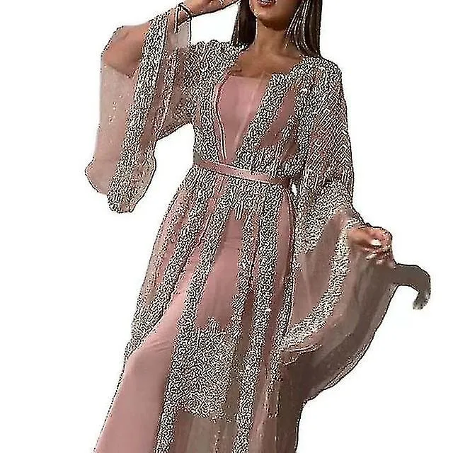 Women's Sequin Swing Maxi Sleeve Sequins Fall Crew Neck Week