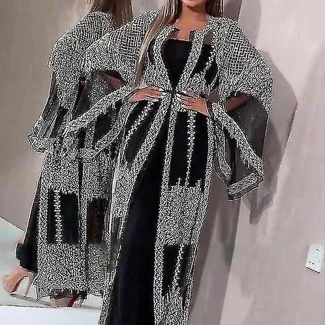 Women's Sequin Swing Maxi Sleeve Sequins Fall Crew Neck Week