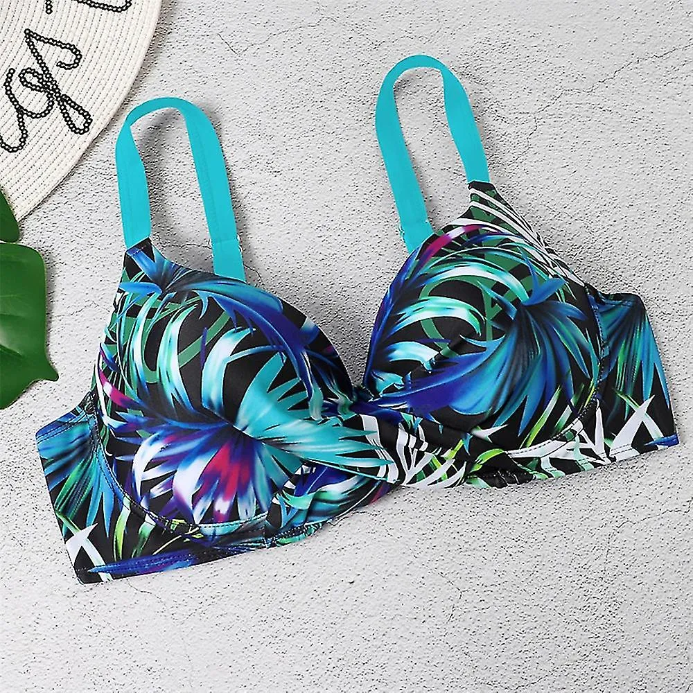 Women's Swimwear Bikini 2 Piece Swimsuit Backless 2 Piece Push Up Sexy Printing Leaf V Wire Vacation Beach Wear Bathing Suit